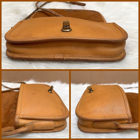 COACH Small USA Vintage Honey Brown Leather Turnlock XBody DINKY BAG #9375 - Picture 12 of 16